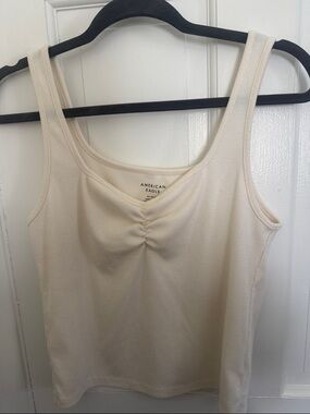 American Eagle Outfitters Cream Ribbed Tank Top